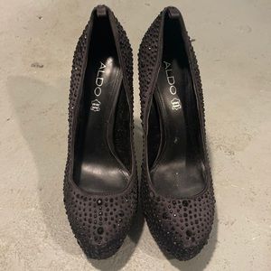 Black sparkly spike heels